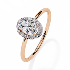 Oval and Round Cut Diamond Halo Solitaire Ring
