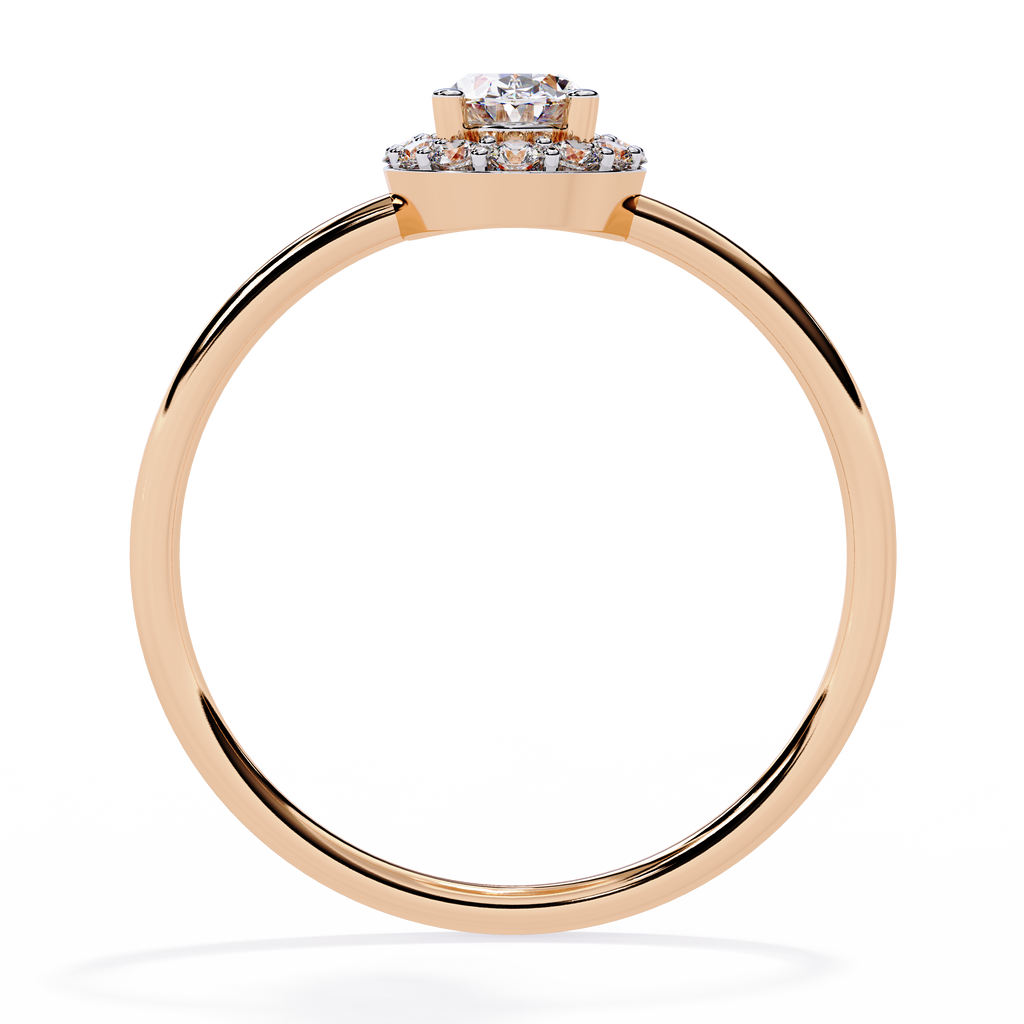 Oval and Round Cut Diamond Halo Solitaire Ring