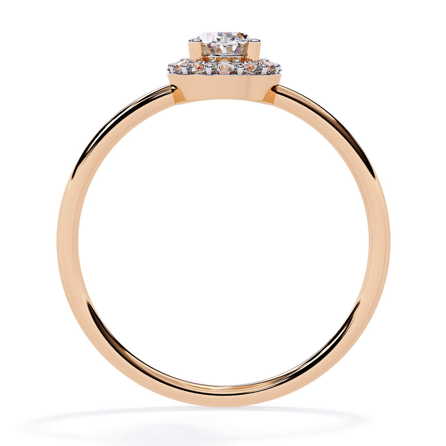 Oval and Round Cut Diamond Halo Solitaire Ring