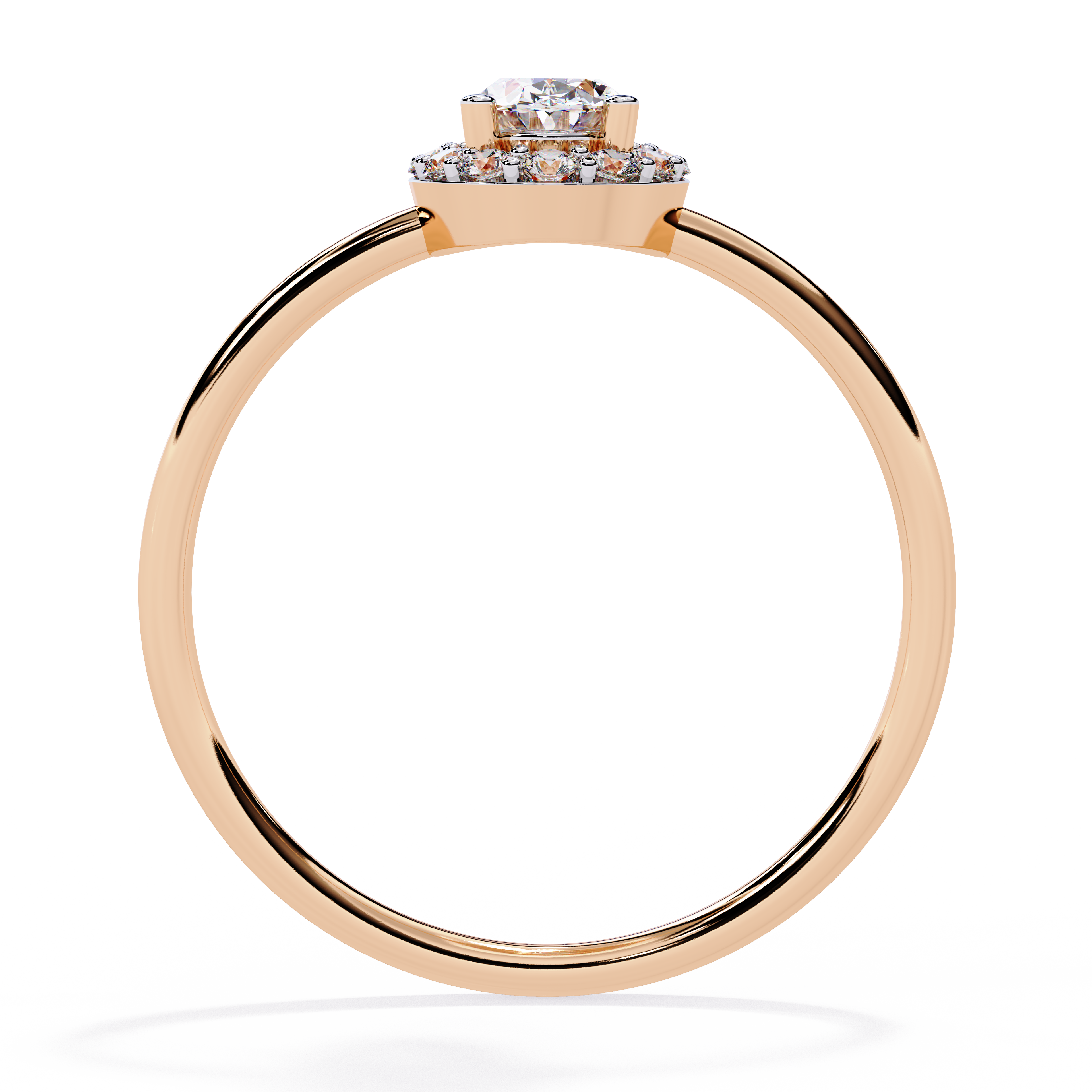 Oval and Round Cut Diamond Halo Solitaire Ring