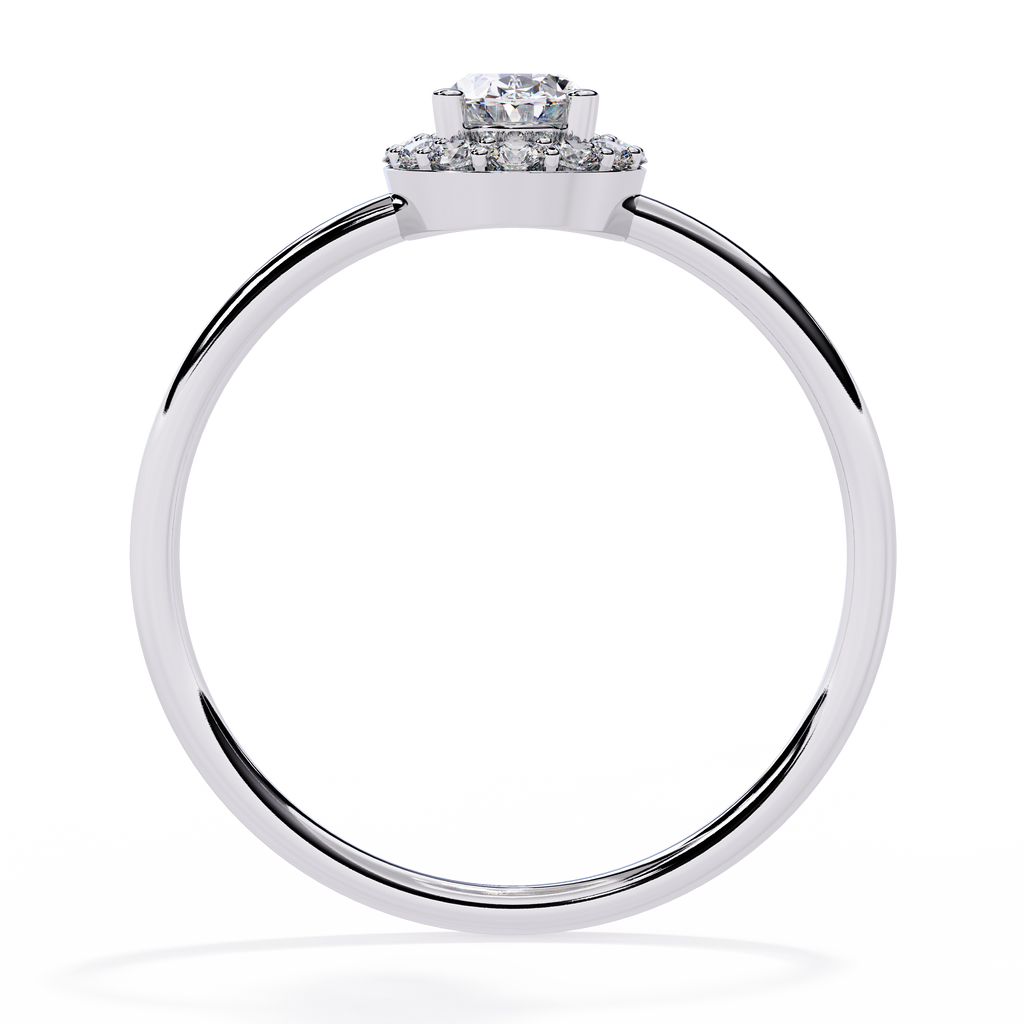 Oval and Round Cut Diamond Halo Solitaire Ring