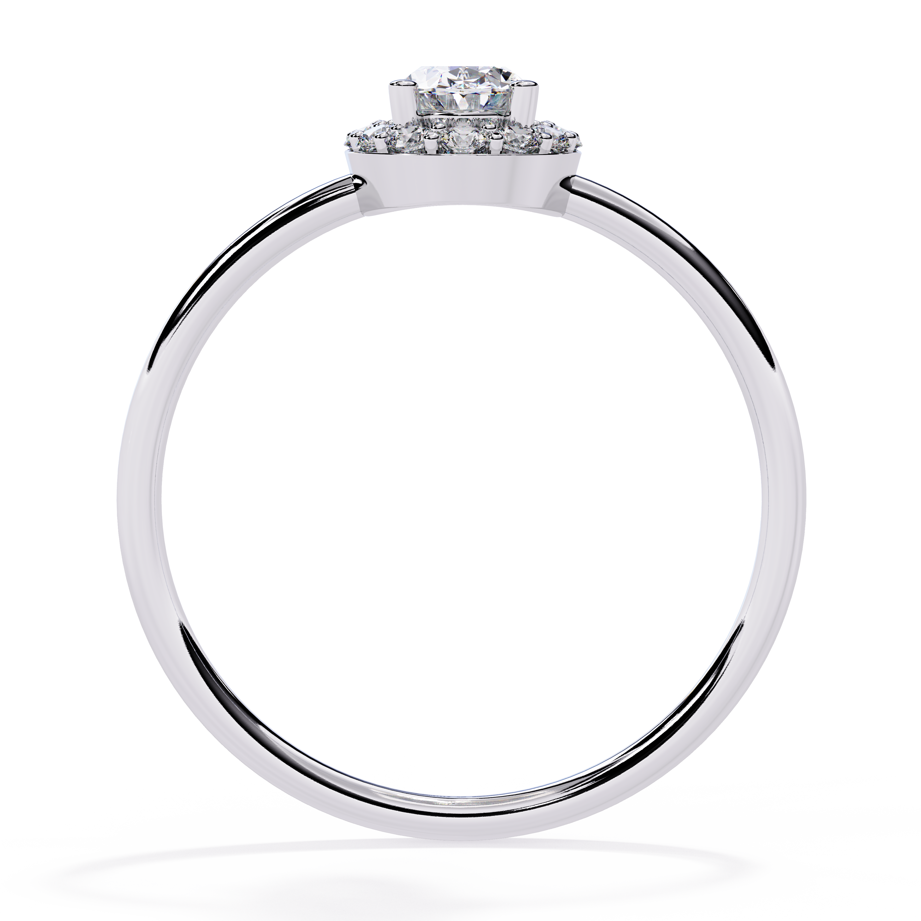 Oval and Round Cut Diamond Halo Solitaire Ring