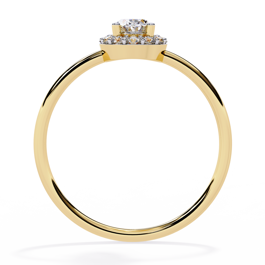 Oval and Round Cut Diamond Halo Solitaire Ring