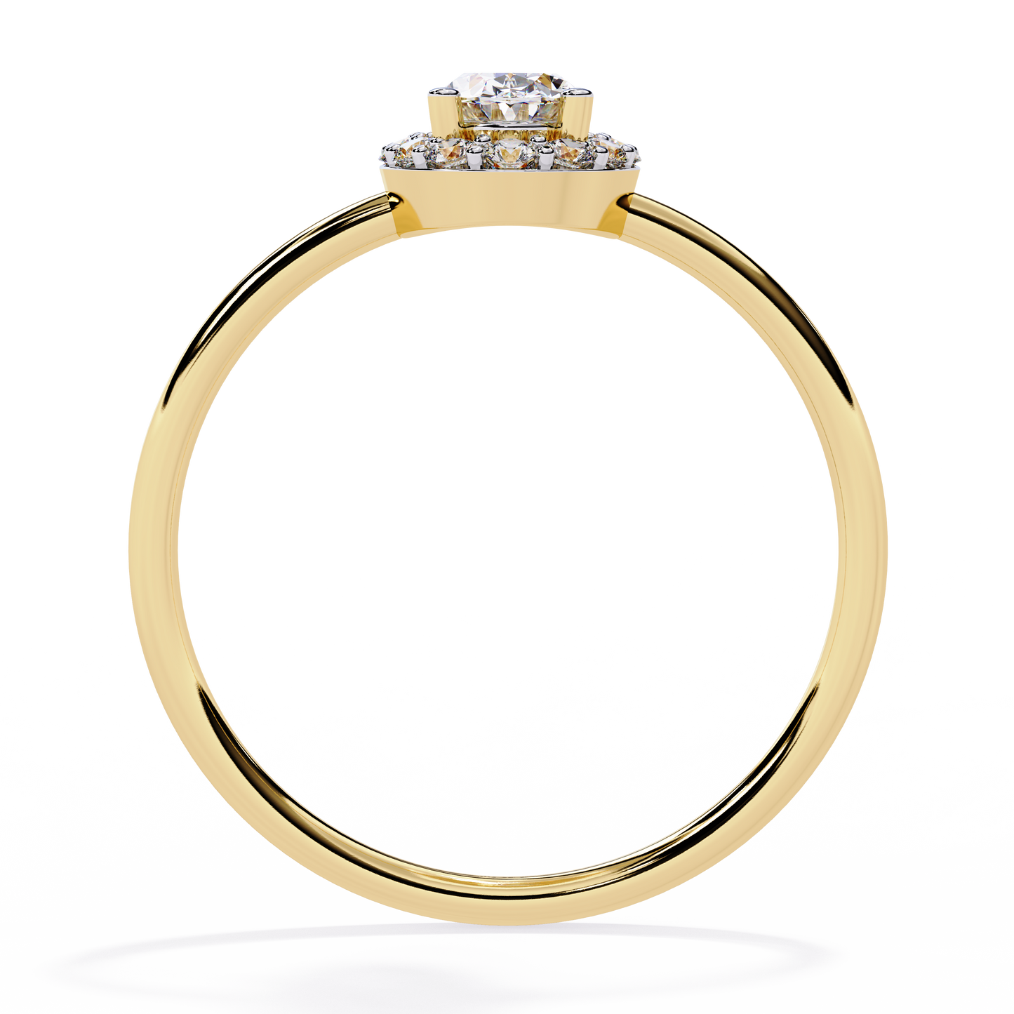 Oval and Round Cut Diamond Halo Solitaire Ring