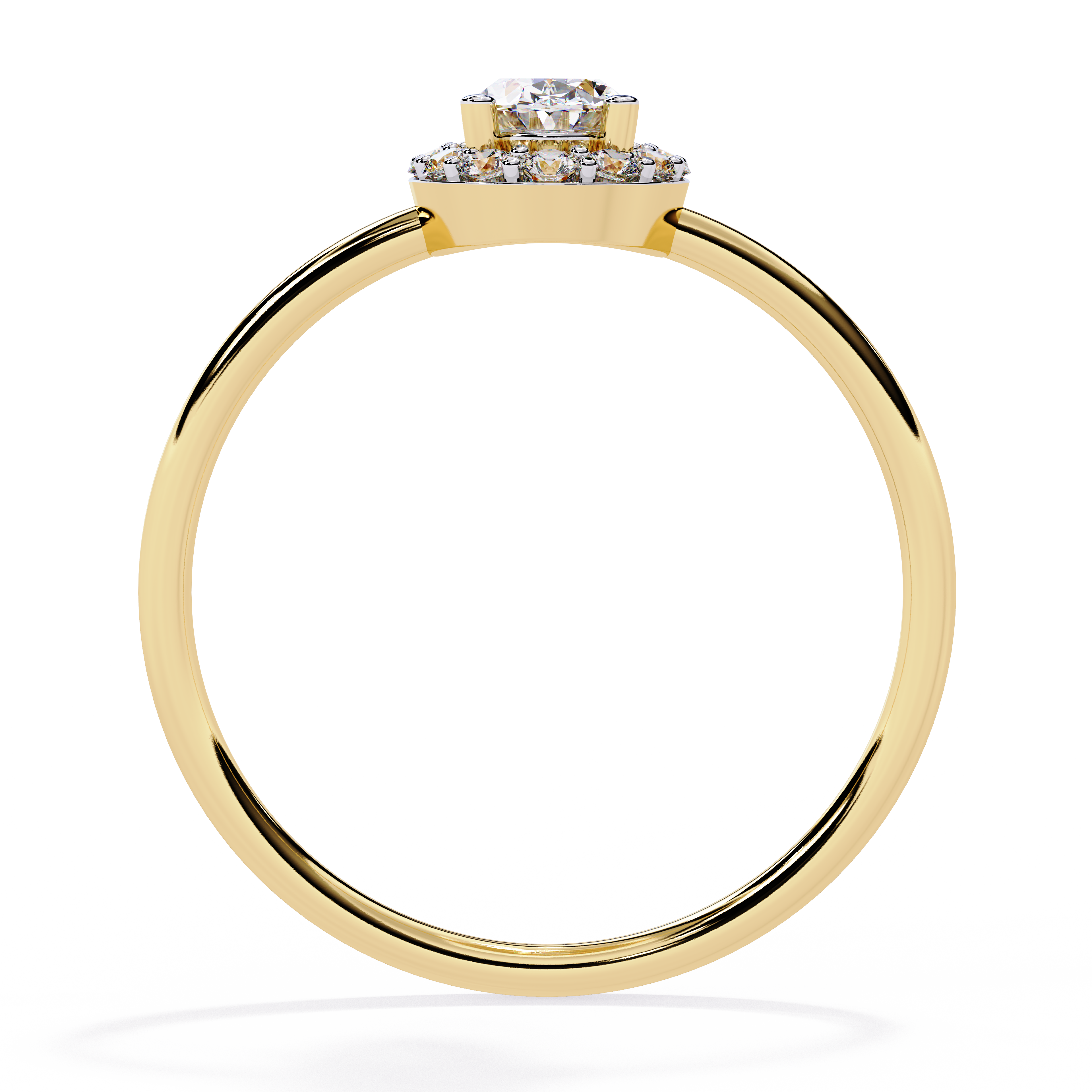 Oval and Round Cut Diamond Halo Solitaire Ring