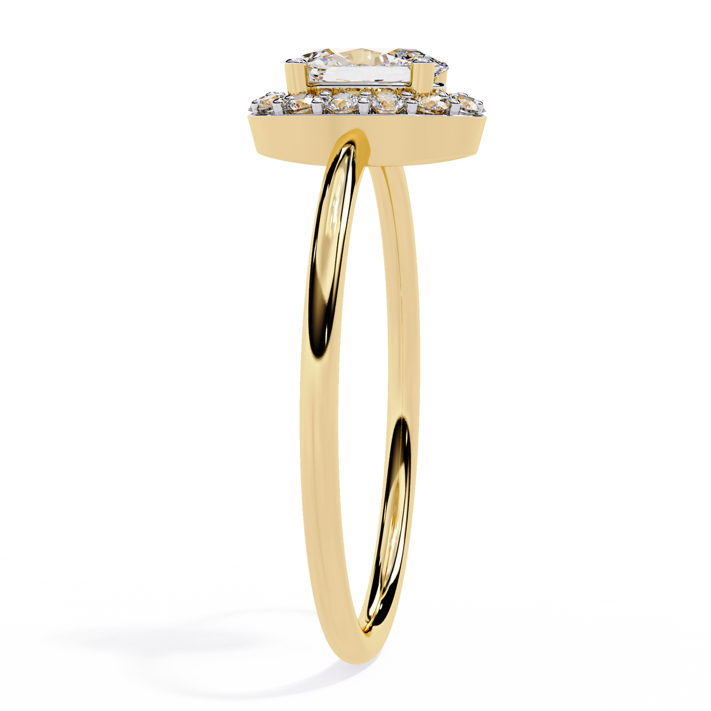 Oval and Round Cut Diamond Halo Solitaire Ring