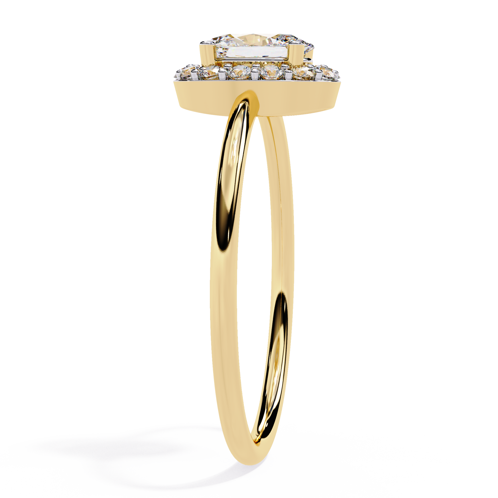 Oval and Round Cut Diamond Halo Solitaire Ring