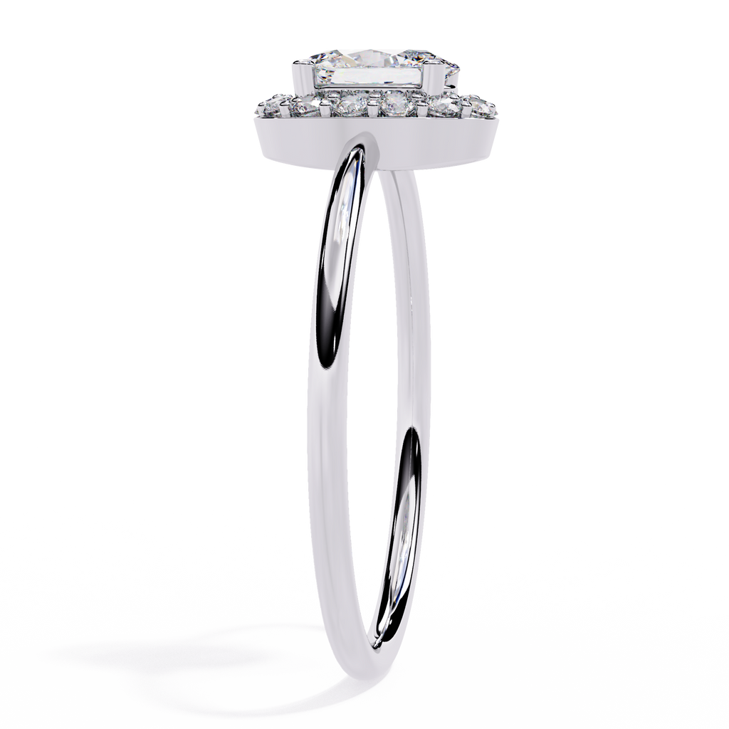 Oval and Round Cut Diamond Halo Solitaire Ring