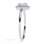 Oval and Round Cut Diamond Halo Solitaire Ring