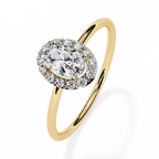 Oval and Round Cut Diamond Halo Solitaire Ring