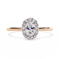 Oval and Round Cut Diamond Halo Solitaire Ring