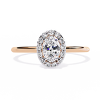 Oval and Round Cut Diamond Halo Solitaire Ring
