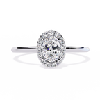 Oval and Round Cut Diamond Halo Solitaire Ring