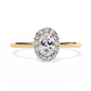 Oval and Round Cut Diamond Halo Solitaire Ring