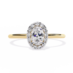 Oval and Round Cut Diamond Halo Solitaire Ring