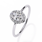 Oval and Round Cut Diamond Halo Solitaire Ring
