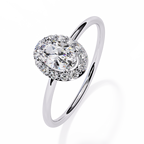 Oval and Round Cut Diamond Halo Solitaire Ring