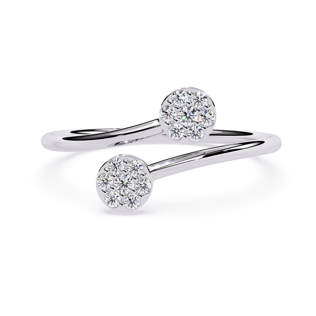 14K White Gold Toi Et Moi Round Cut Diamond Ring