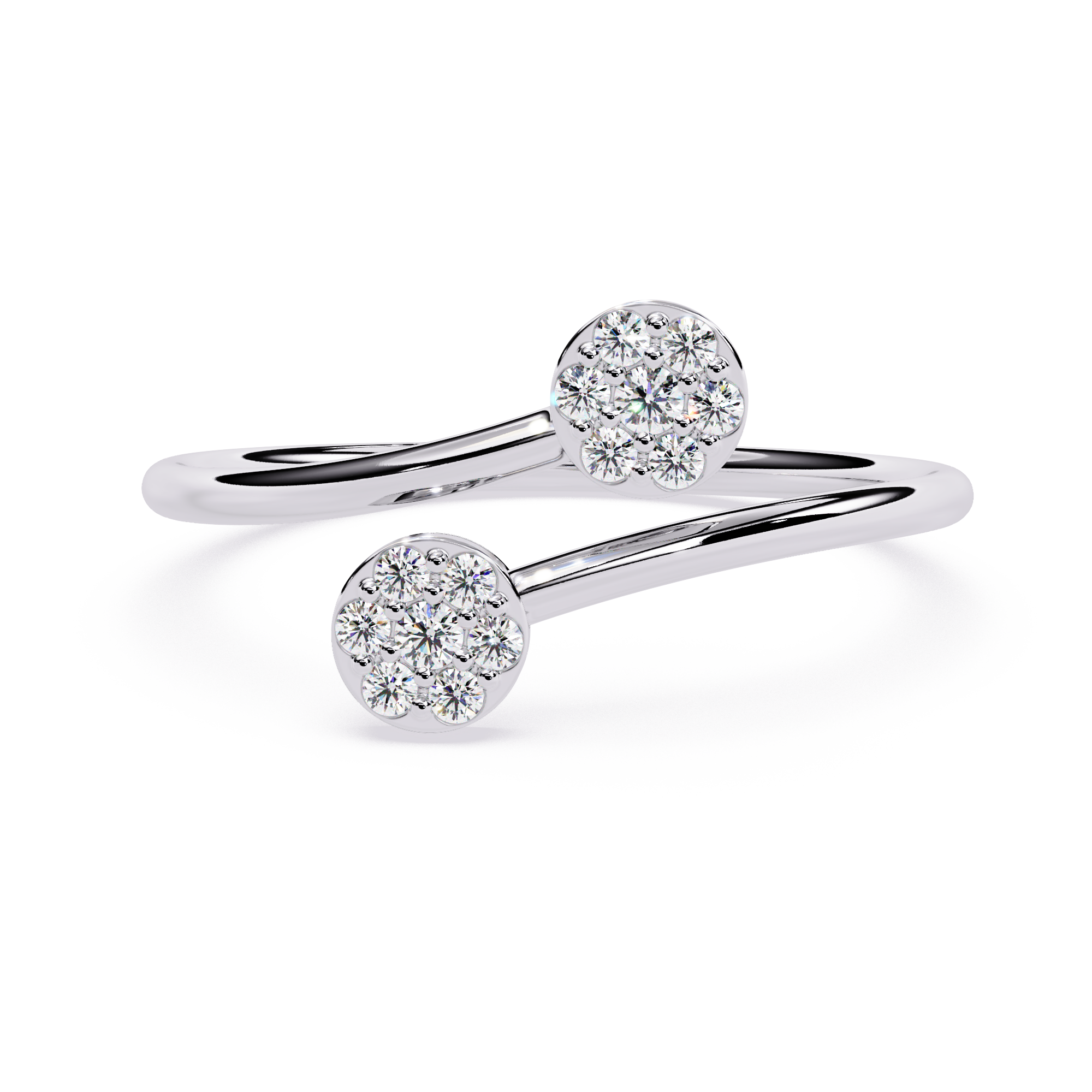 14K White Gold Toi Et Moi Round Cut Diamond Ring