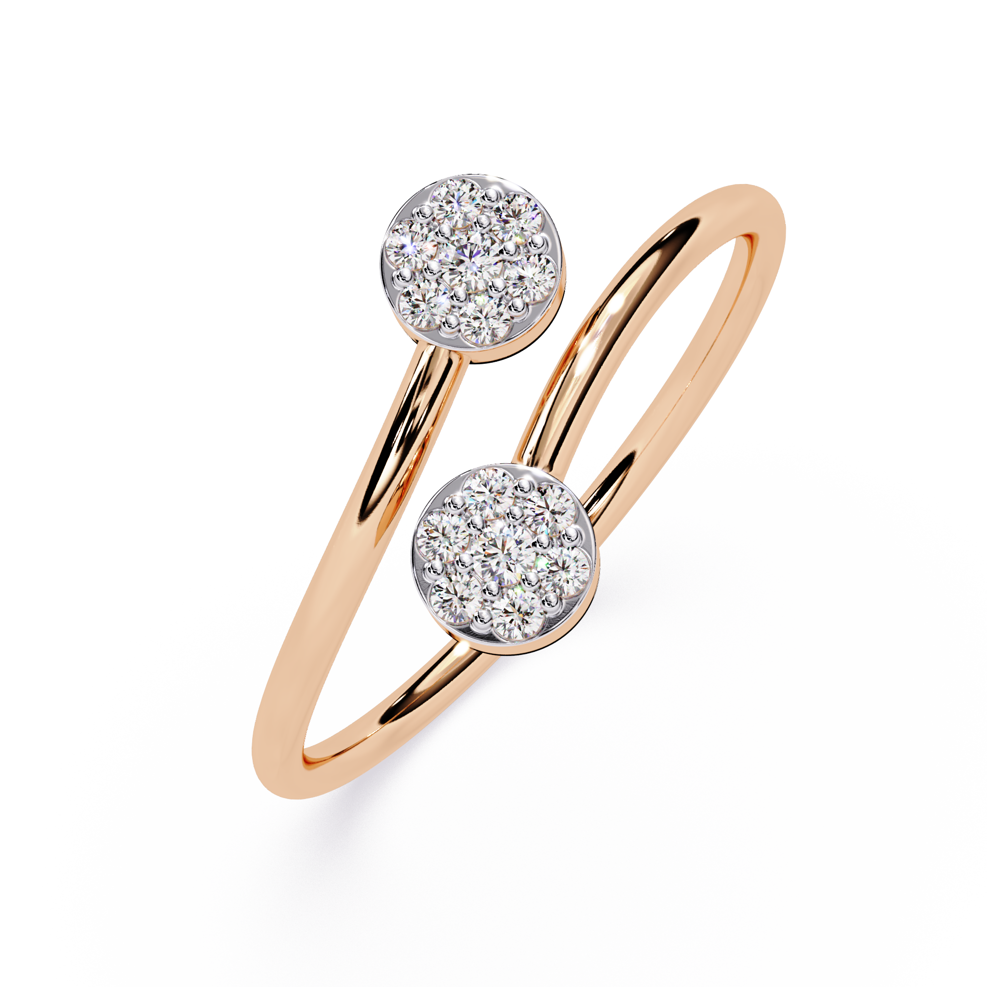 14K White Gold Toi Et Moi Round Cut Diamond Ring