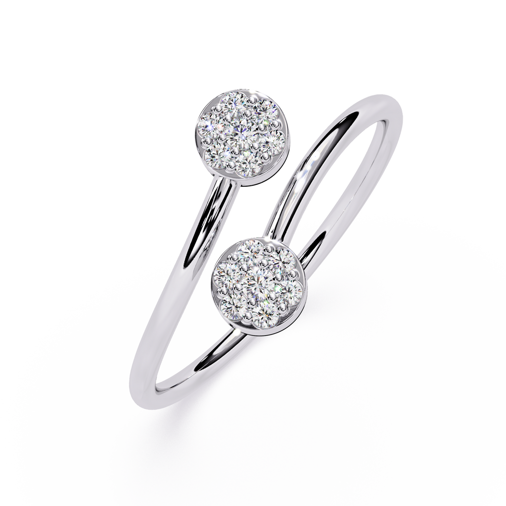 14K White Gold Toi Et Moi Round Cut Diamond Ring