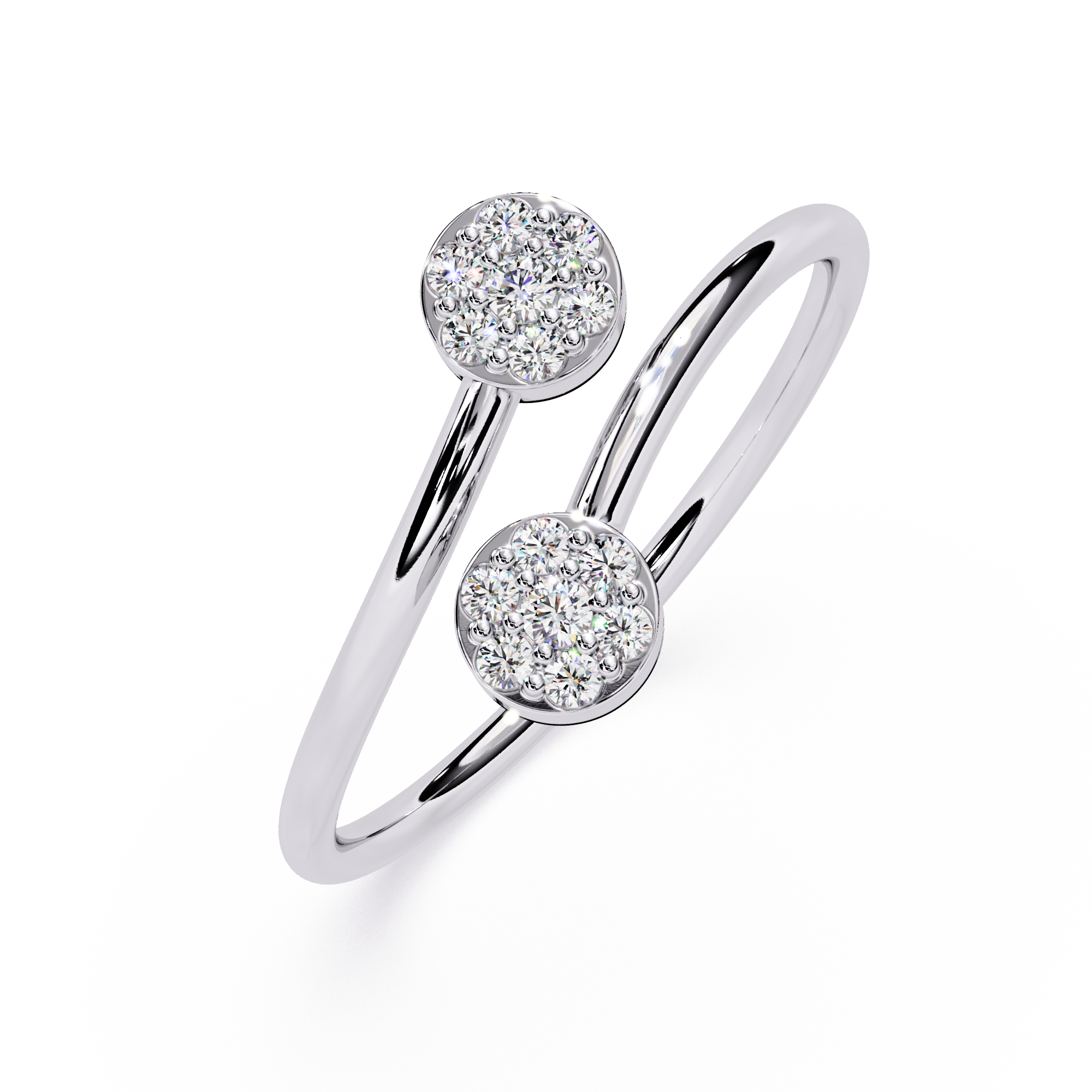 14K White Gold Toi Et Moi Round Cut Diamond Ring