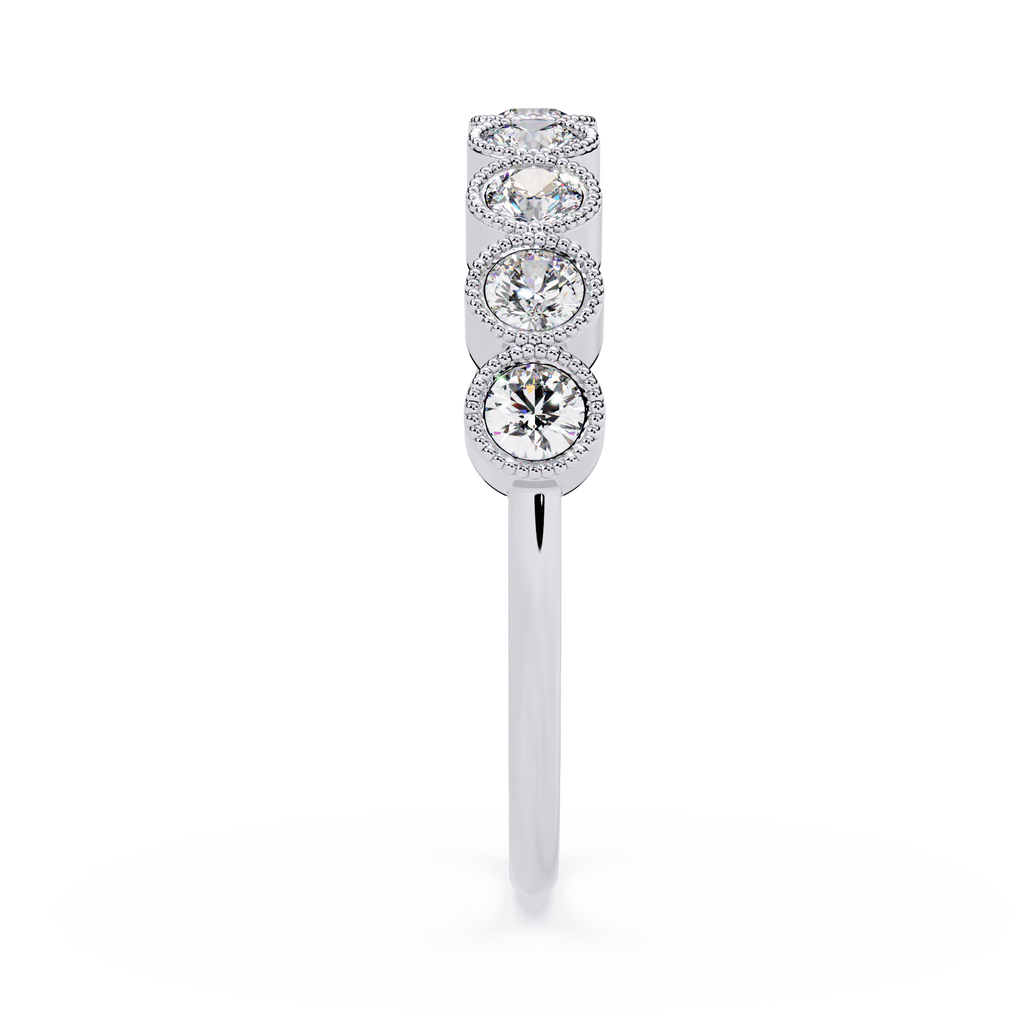 Round Cut lab Diamond Half Eternity Band
