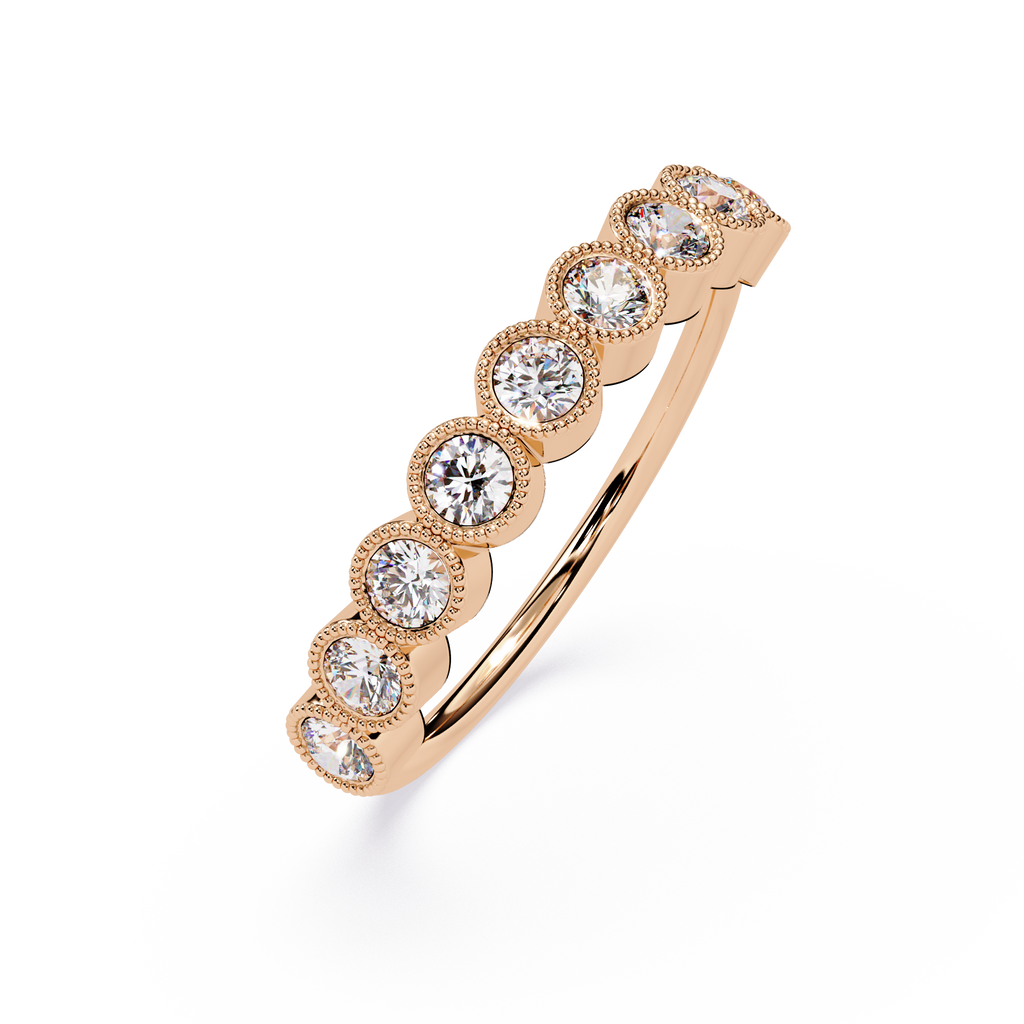 Round Cut lab Diamond Half Eternity Band