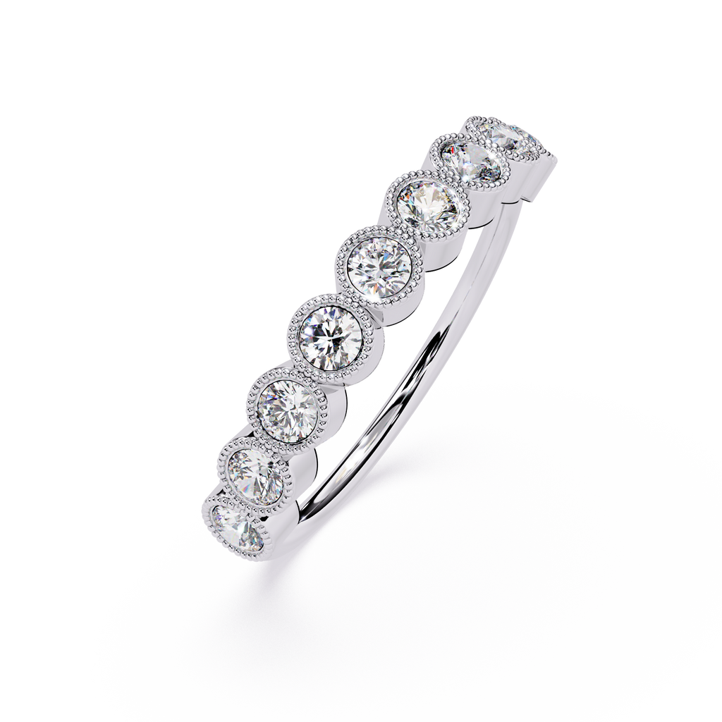 Round Cut lab Diamond Half Eternity Band
