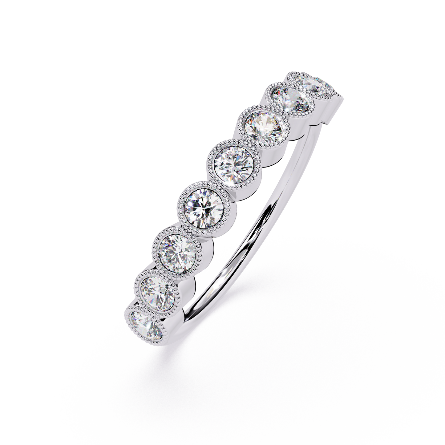 Round Cut lab Diamond Half Eternity Band