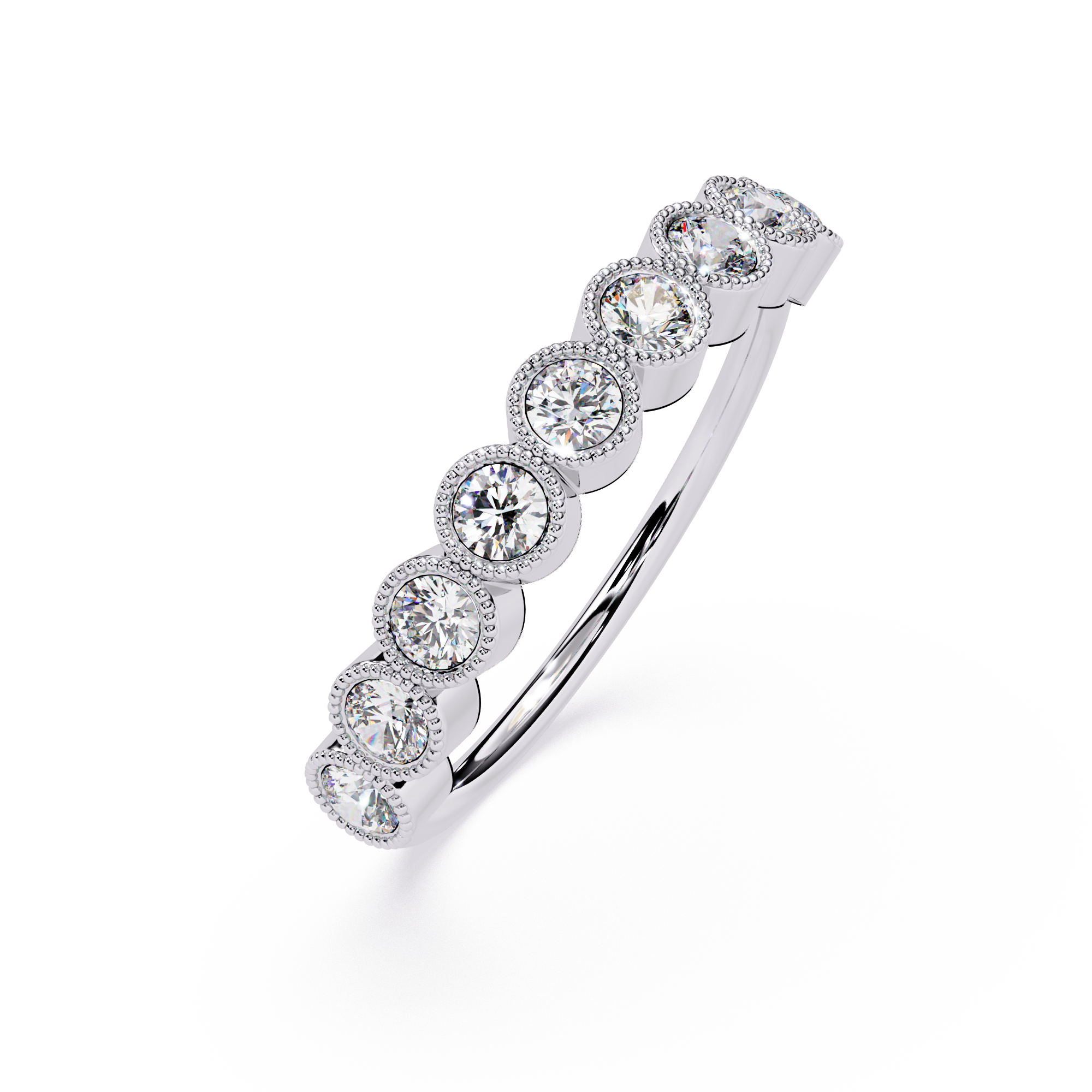 Round Cut lab Diamond Half Eternity Band