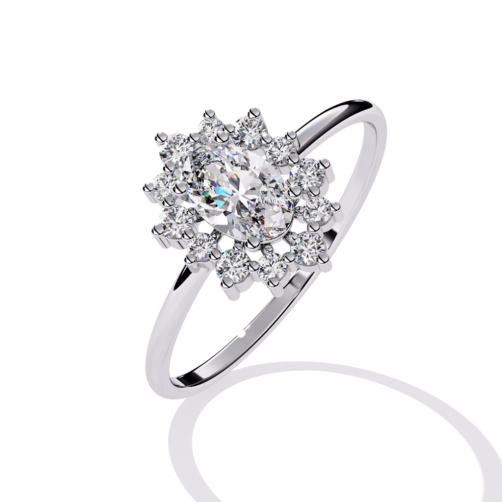 Oval Cut halo Lab Diamond Engagement Ring With Solid Gold