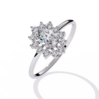 Oval Cut halo Lab Diamond Engagement Ring With Solid Gold