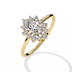 Oval Cut halo Lab Diamond Engagement Ring With Solid Gold
