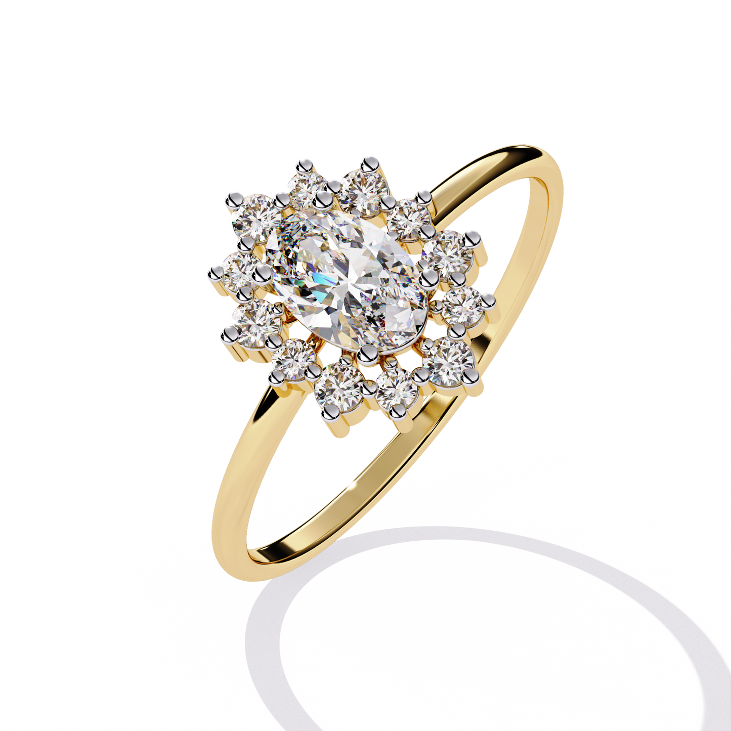 Oval Cut halo Lab Diamond Engagement Ring With Solid Gold