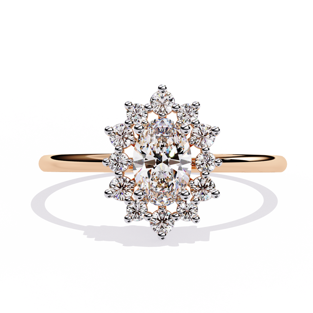 Oval Cut halo Lab Diamond Engagement Ring With Solid Gold