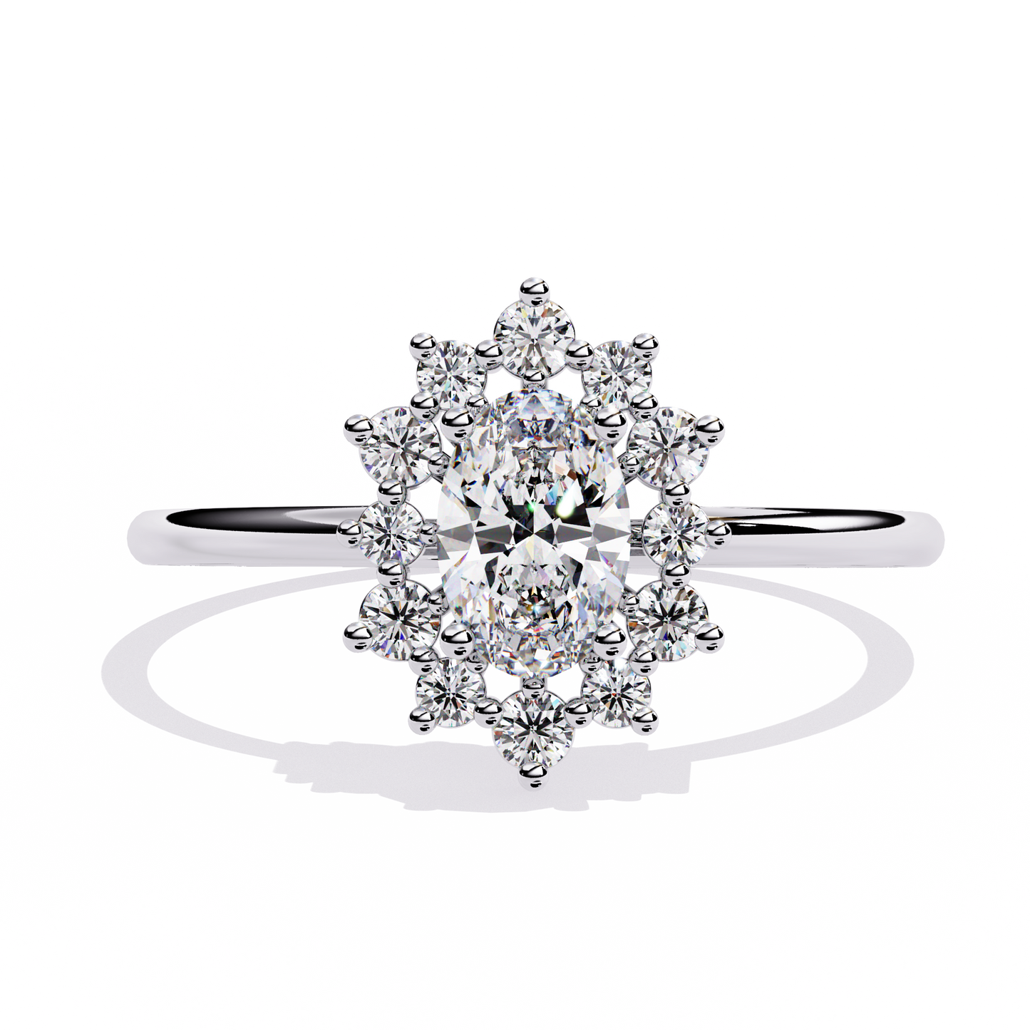 Oval Cut halo Lab Diamond Engagement Ring With Solid Gold