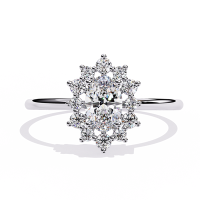Oval Cut halo Lab Diamond Engagement Ring With Solid Gold
