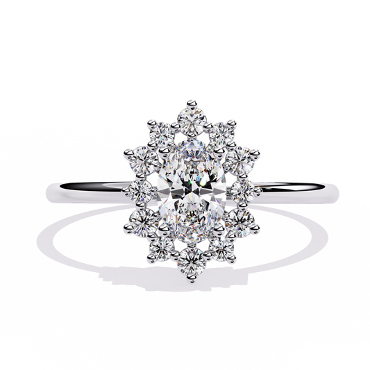 Oval Cut halo Lab Diamond Engagement Ring With Solid Gold