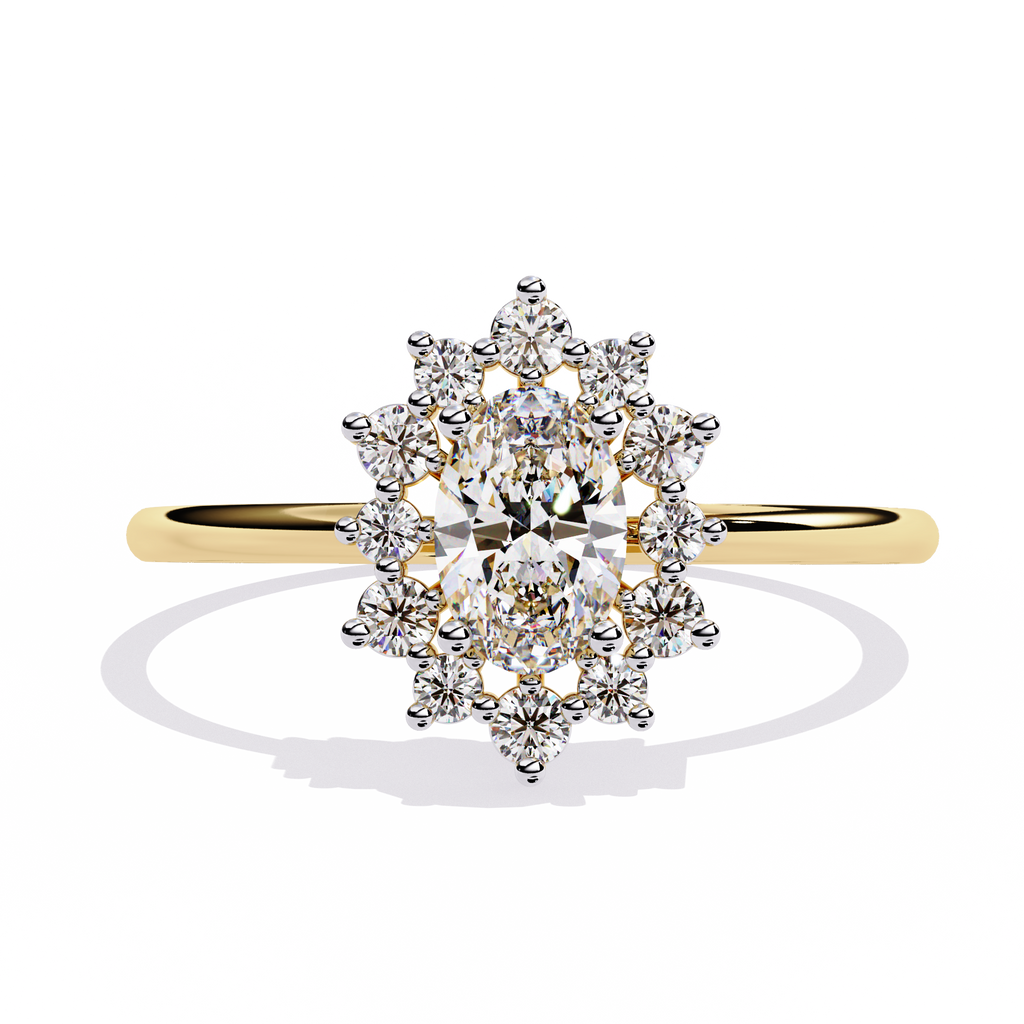 Oval Cut halo Lab Diamond Engagement Ring With Solid Gold