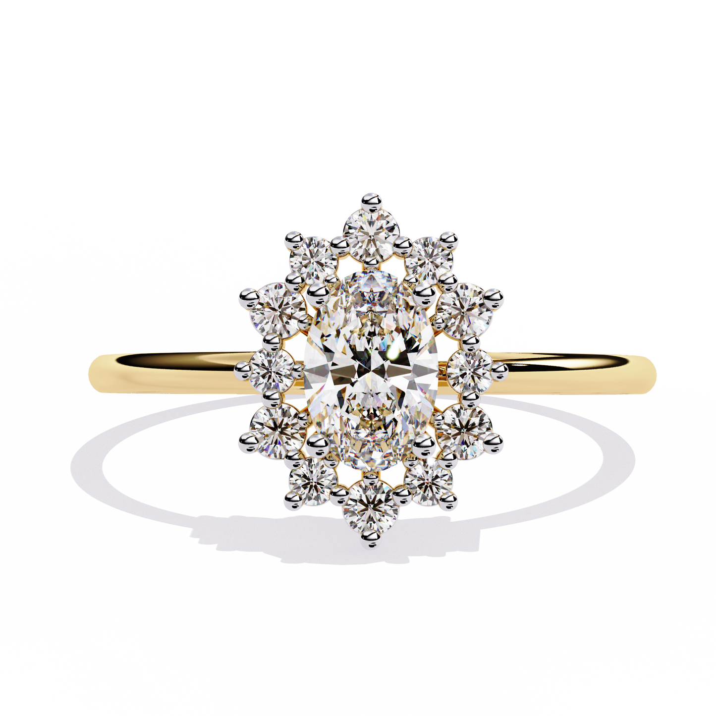 Oval Cut halo Lab Diamond Engagement Ring With Solid Gold