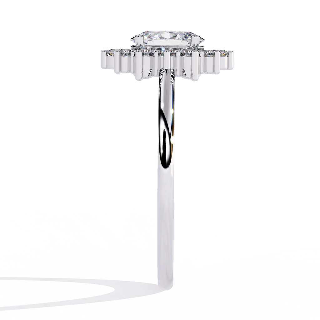 Oval Cut halo Lab Diamond Engagement Ring With Solid Gold