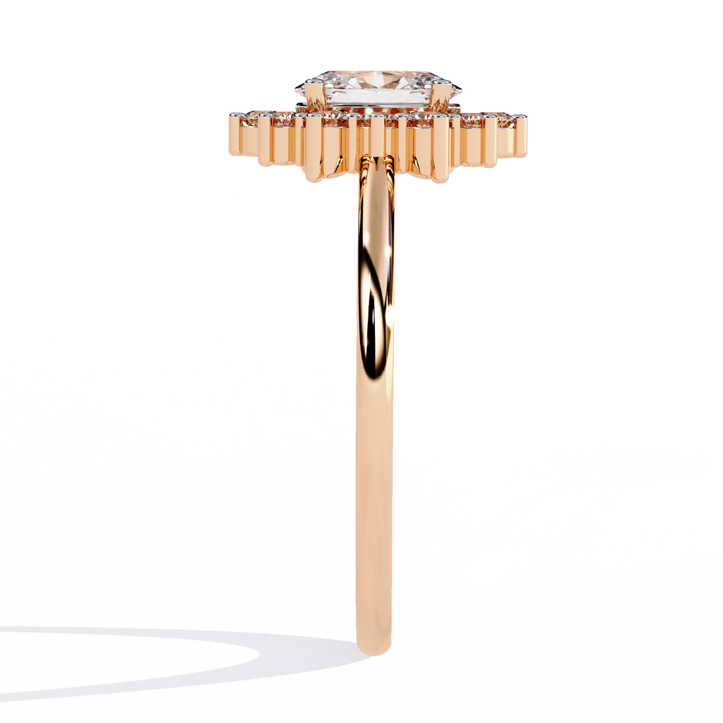 Oval Cut halo Lab Diamond Engagement Ring With Solid Gold