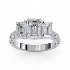 Emerald Cut Lab Diamond Three Stone Engagement Ring