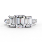 Emerald Cut Lab Diamond Three Stone Engagement Ring