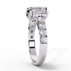 Emerald Cut Lab Diamond Three Stone Engagement Ring