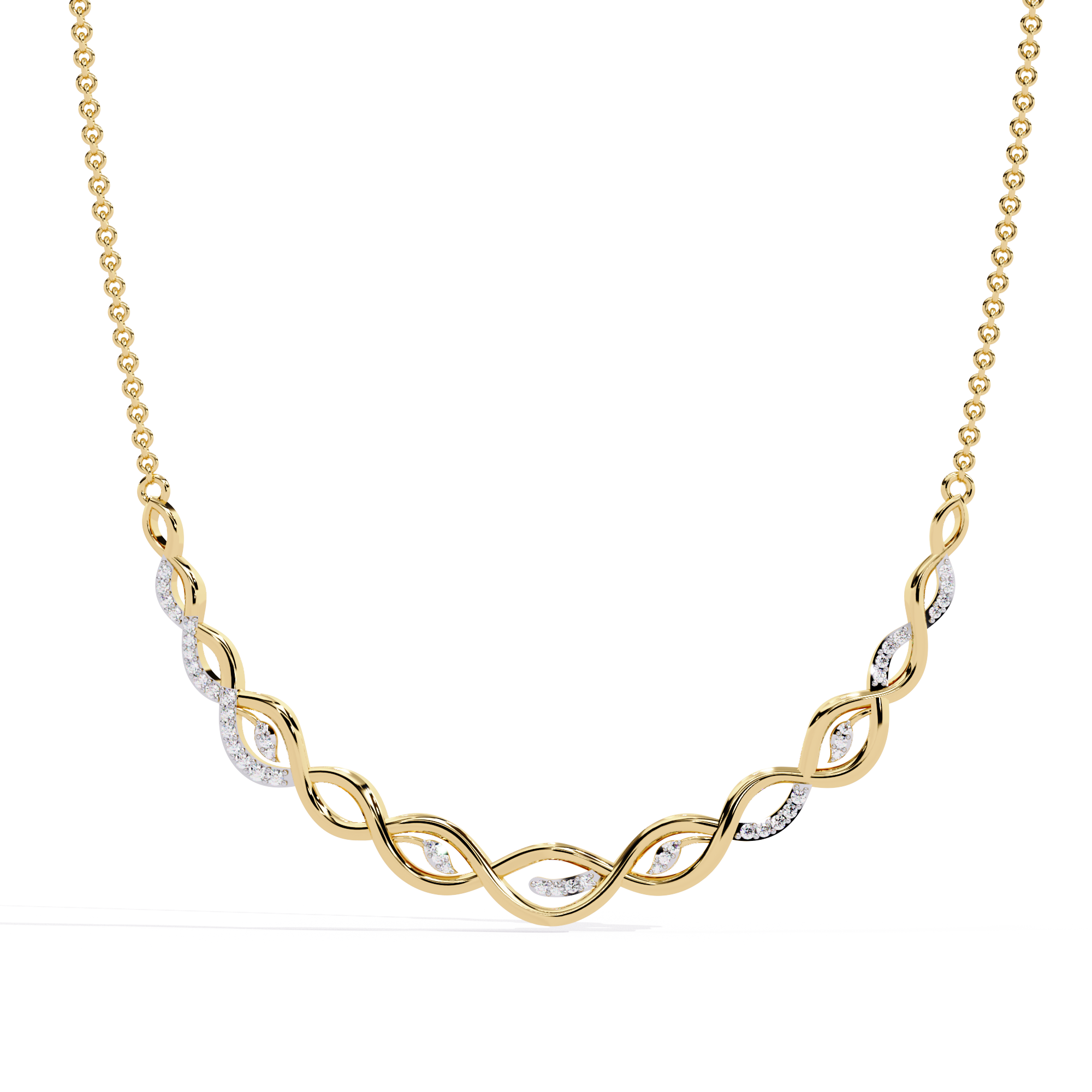 Round Cut Lab Diamond Necklace in 14K White Gold