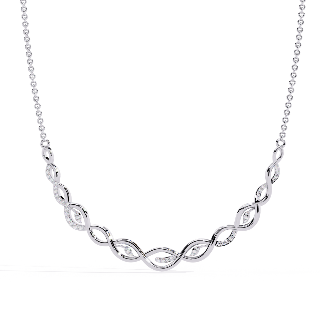 Round Cut Lab Diamond Necklace in 14K White Gold