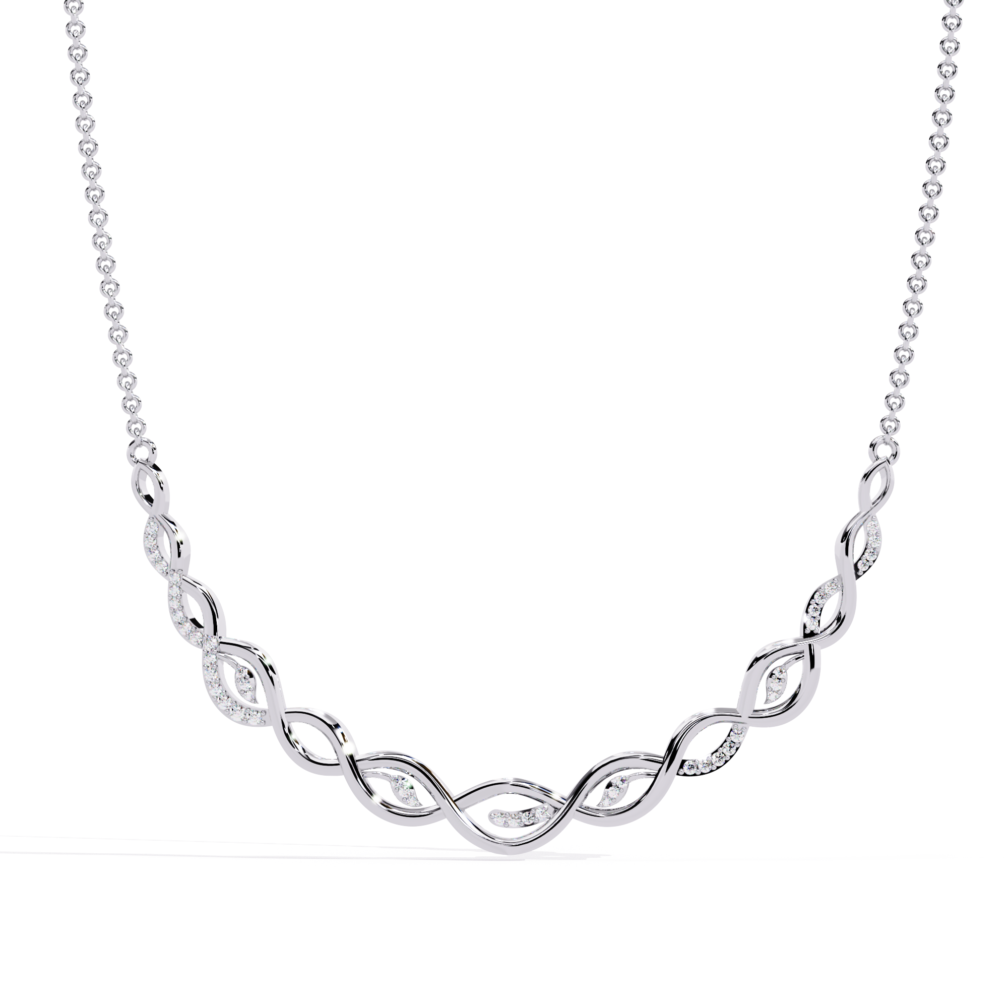Round Cut Lab Diamond Necklace in 14K White Gold