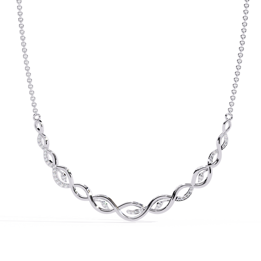 Round Cut Lab Diamond Necklace in 14K White Gold